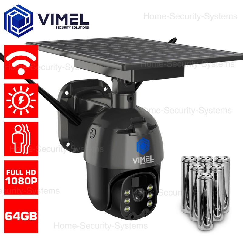WIFI Solar Security Camera Alarm System 64G Outdoor CCTV Siren Wireless Audio