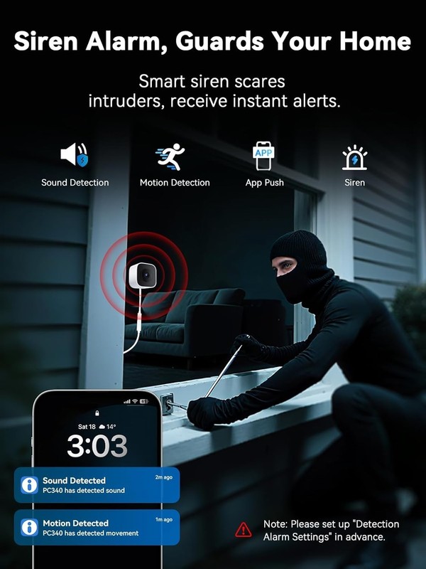 Indoor 2K 3MP WiFi Security Camera - Color Night Vision & Continuous Recording gallery