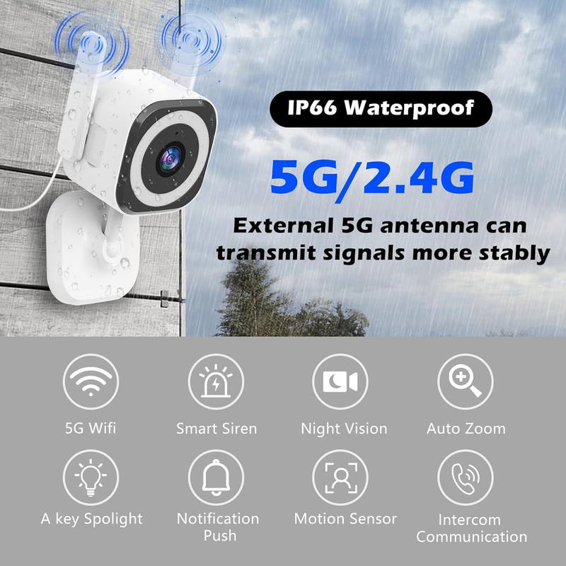 5G Camera for Home Security, 2K Outdoor/Indoor Security Cameras, Baby Monitor Ca gallery