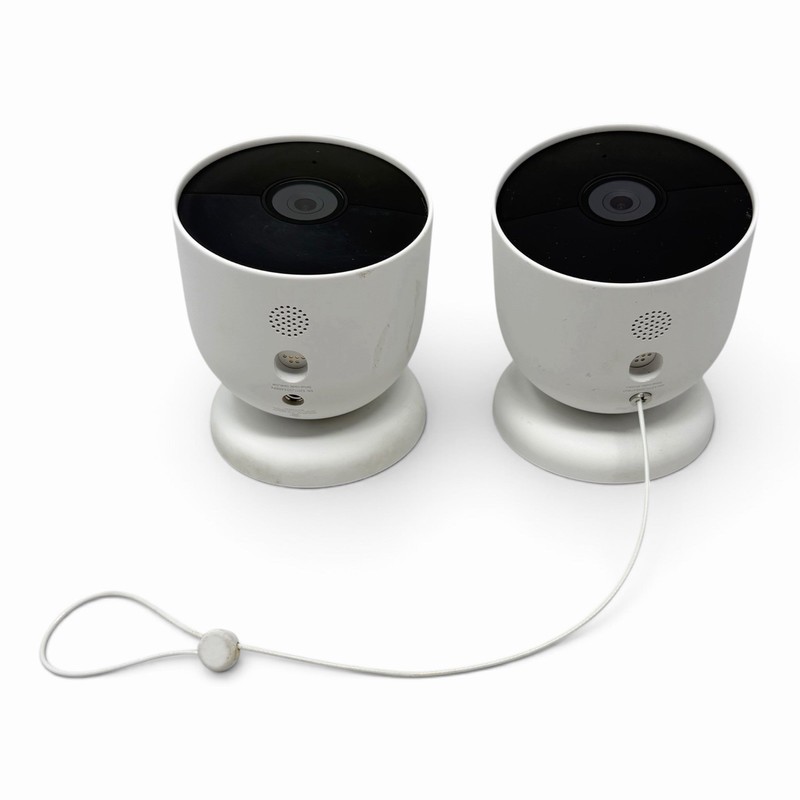 2 Google Nest Cam Indoor/Outdoor Surveillance Camera – Snow (G3AL9) No PowerCord