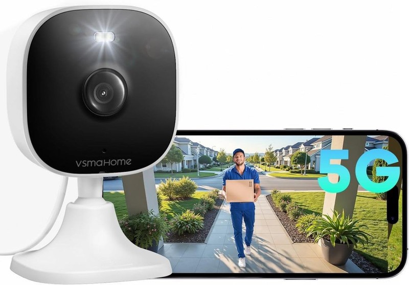 Wired 4MP Security Camera Indoor/Outdoor, Dual Band WiFi, Audio, for House/Pet