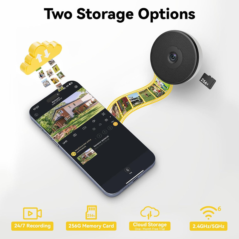 Window Camera 2 Pack, 4MP Indoor Camera with Phone App, Dual-Band Wifi 6 Cameras gallery