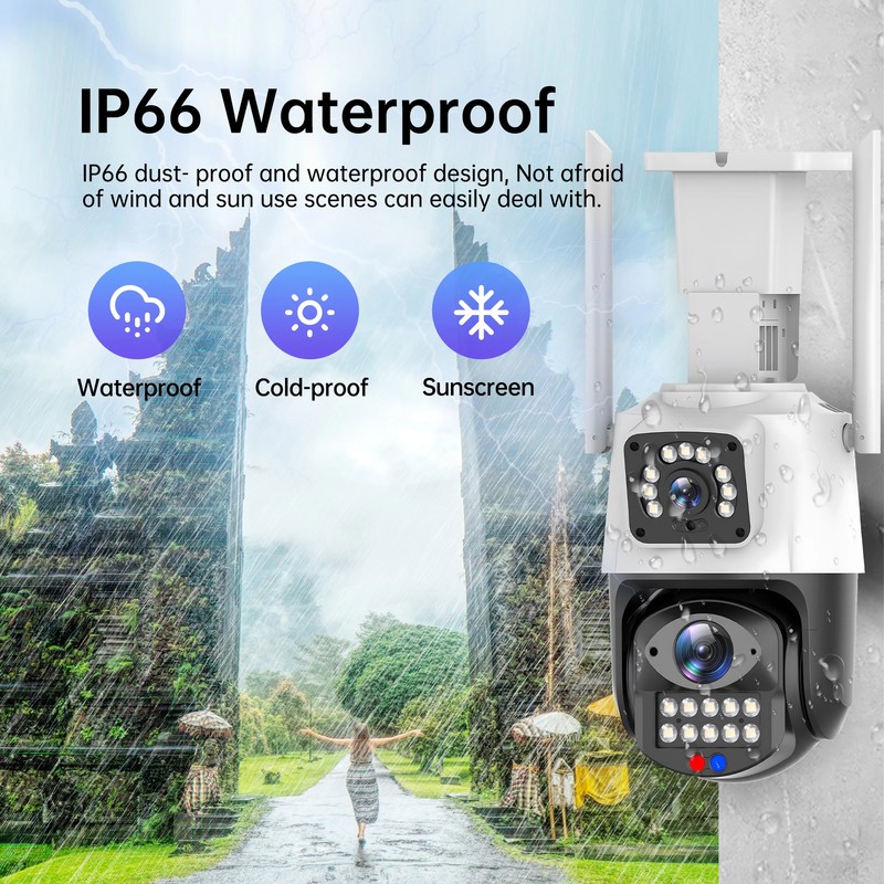 6MP 3K 4G Sim Camera Dual Lens Wifi PTZ Outdoor Ai Human Detection Camera CCTV gallery