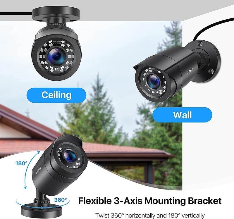 ZOSI Wired Home CCTV Security Camera Outdoor 1080p Waterproof Night Vision 4 in1 gallery