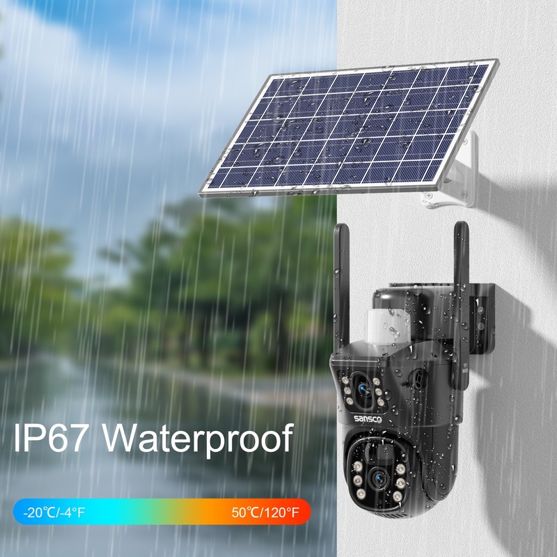 8MP Solar Camera WIFI Solar Panel Dual Lens Camera Home Security CCTV ColorNight