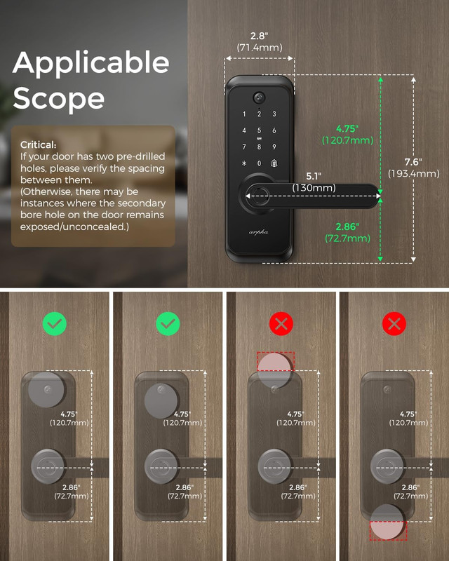 Wifi Video Smart Lock with Camera & Handle - 6-In-1 Keyless Entry (Fingerprint/A gallery