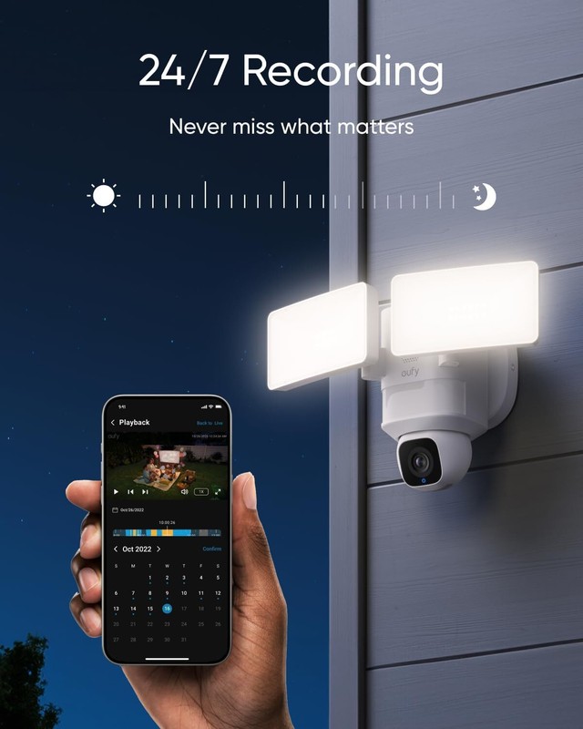 eufy Security Floodlight Camera E30 2K HD Outdoor Cam 360° P&T AI Detect|Refurb gallery