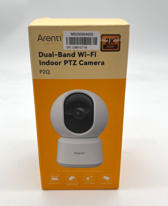 Arenti Dual-Band Wi-Fi Indoor PTZ Camera w/ Two Way Audio Model: P2Q – White