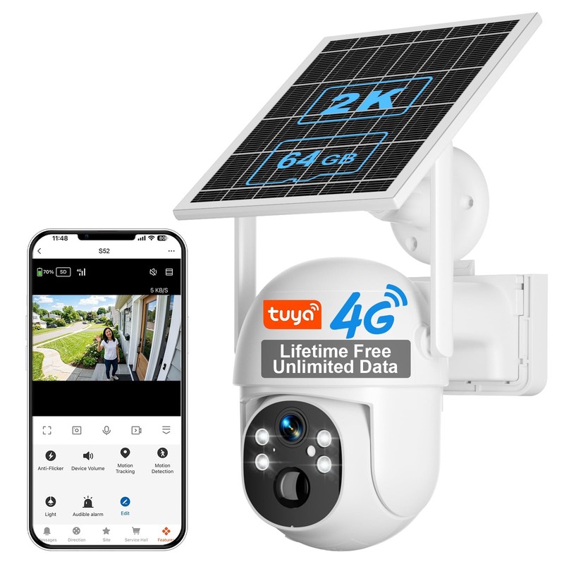 4G LTE Cellular Solar Security Camera Wireless Outdoor, Lifetime Free Unlimit…