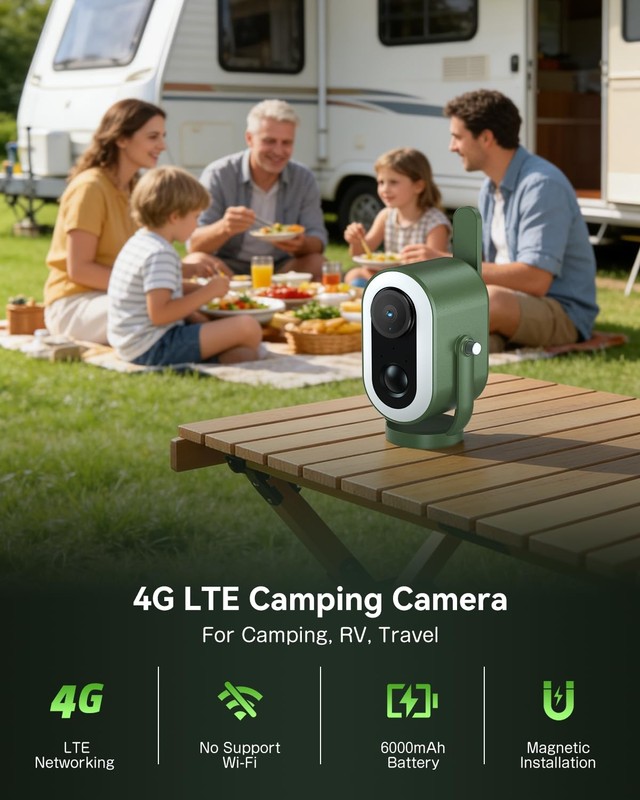 Xega 4G LTE Cellular Camping Camera Magnetic Built in SIM Card 2K HD... gallery
