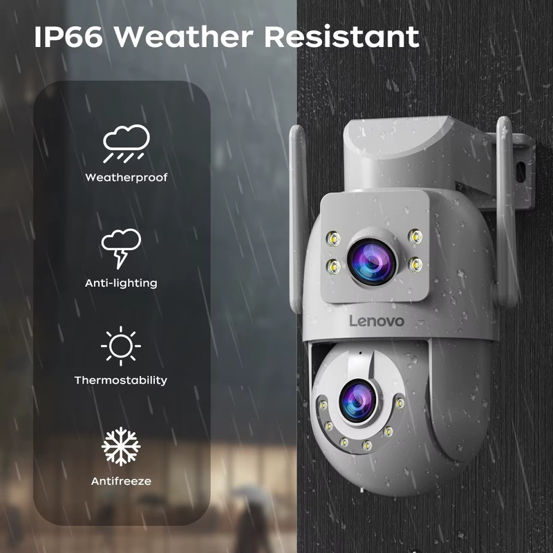 Lenovo 4K Outdoor Dual Lens PTZ Security Camera with 5G WiFi and Auto Tracking gallery
