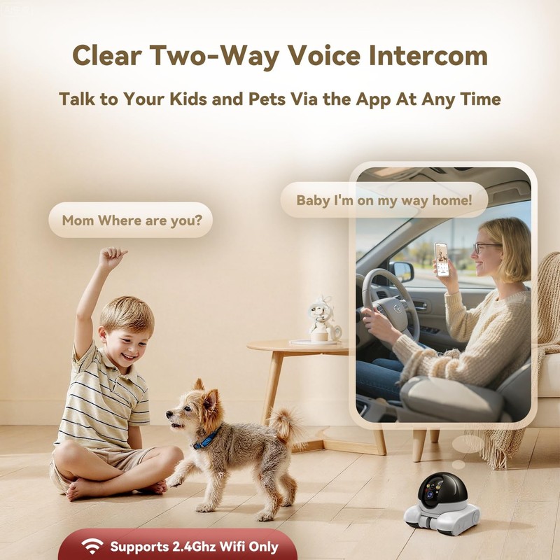 Robot on Wheels 1080P Dual Lens,Indoor Movable with 2-Way Talk,Blinky Bot wit... gallery