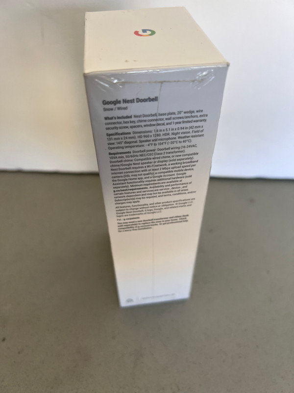 Google Nest Doorbell Wired 2nd Gen Snow White New Sealed Smart Video Doorbell gallery