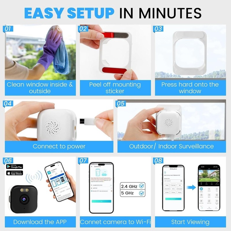 3MP 2K Window Security Camera Full Color Night Vision AI Motion Detection WiFi gallery