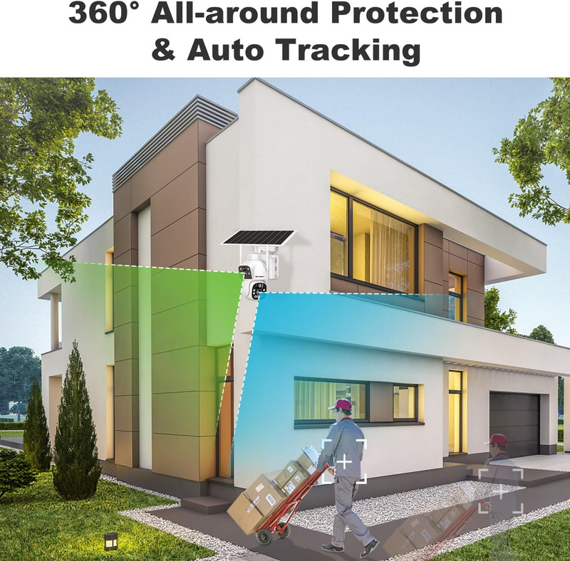 Solar Wifi Security Camera Outdoor Wireless, 8W 15600Mah Battery Powered Home Su gallery