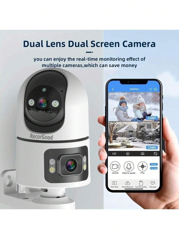 Dual Lens WiFi Security Camera, 2MP+2MP Indoor Cam with Night Vision gallery