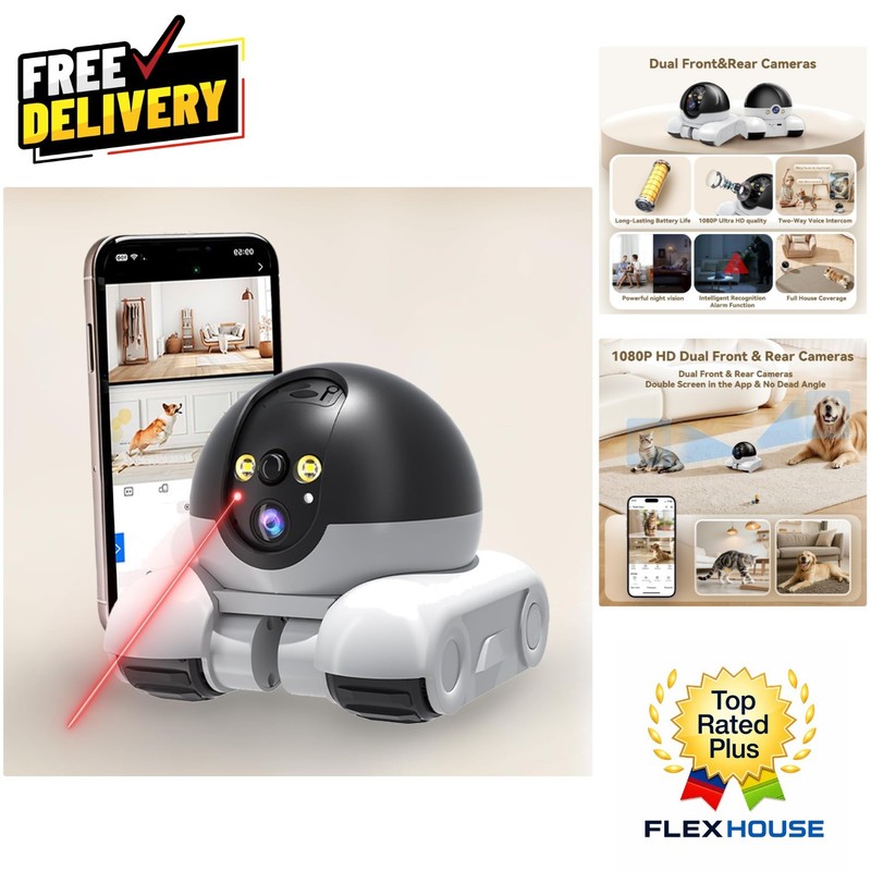 Versatile 2-Way Talk Indoor Security Bot with AI Detection & Night Vision
