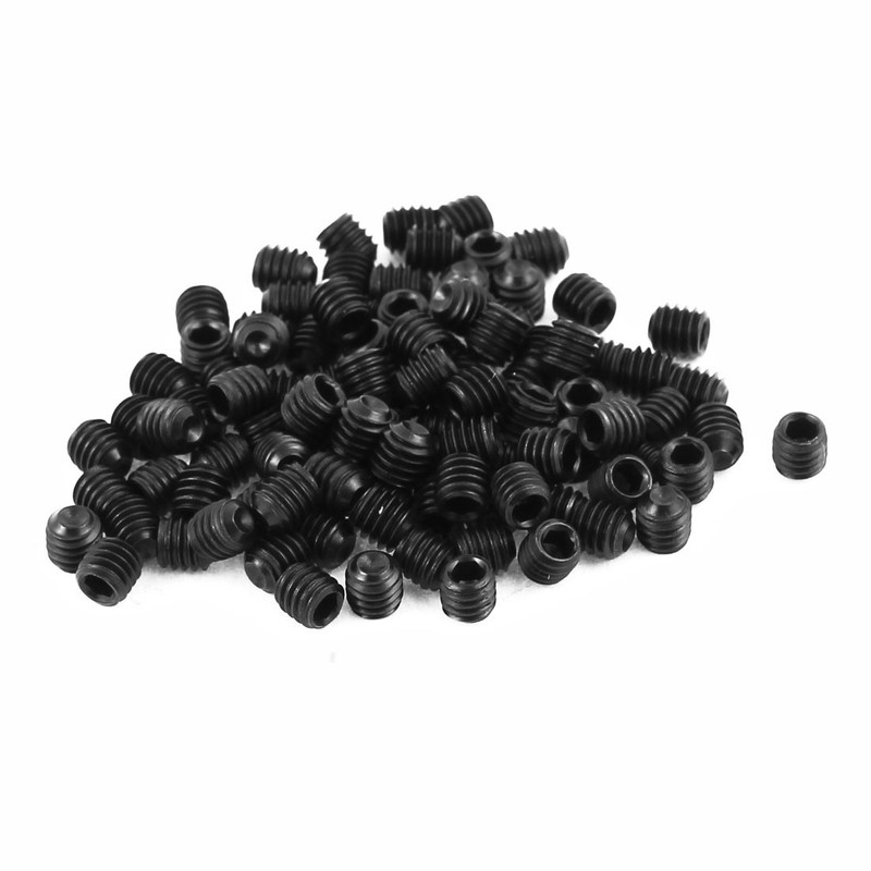 100pcs Black M4 x 4mm Alloy Steel Hex Socket Screw Set Headless Spot