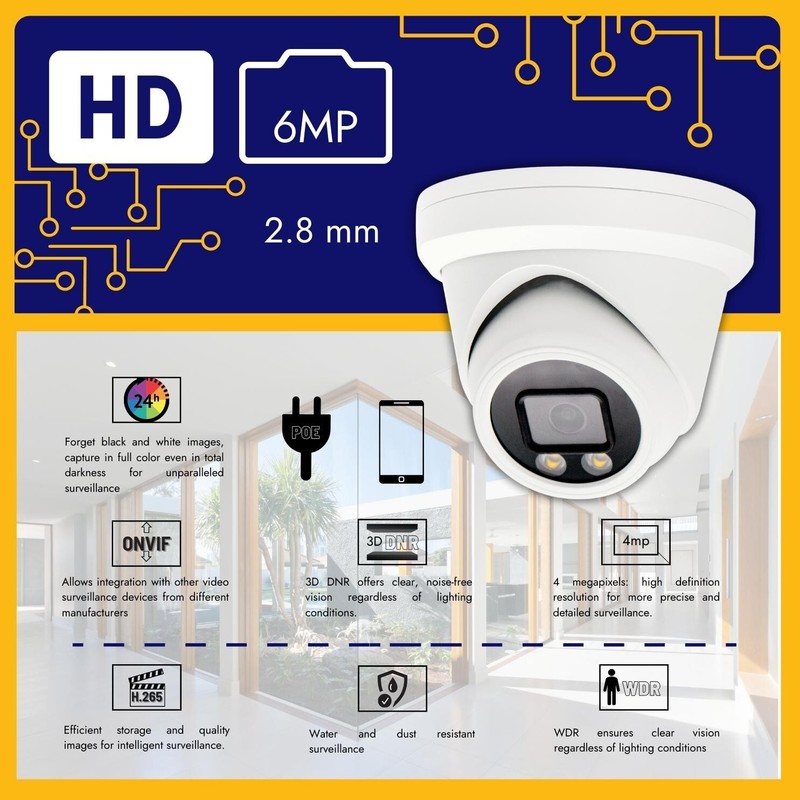 security camera, 6 Megapixels, ColorVu Fixed Turret Dome IP Camera, H.265 gallery