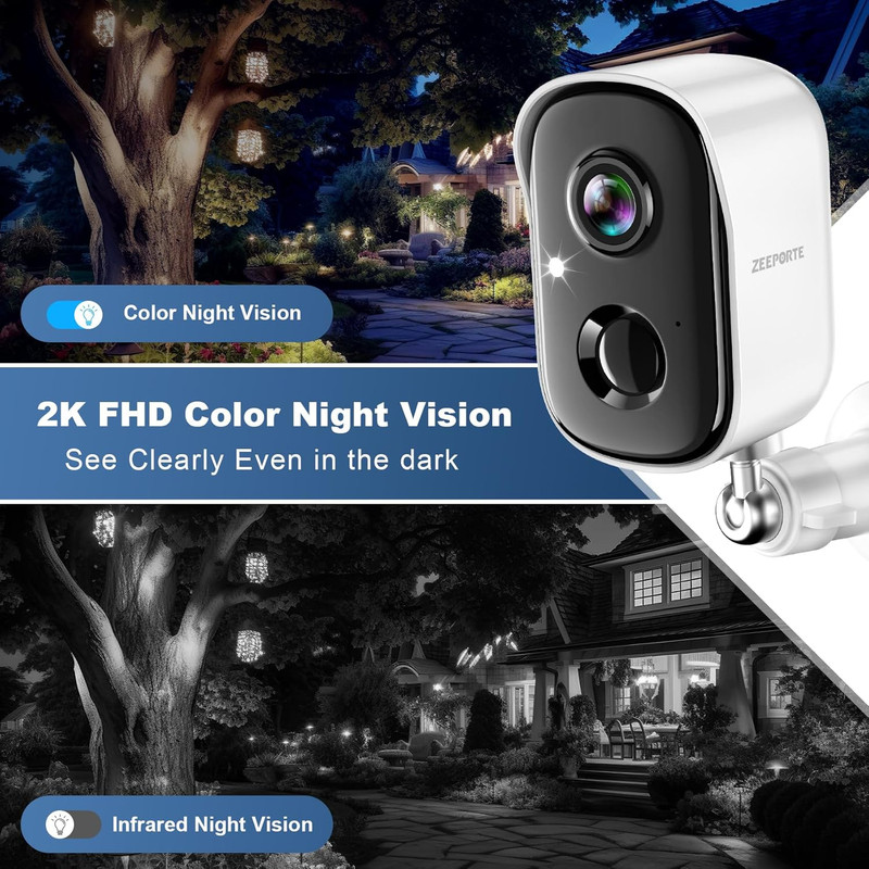 Security Cameras Wireless Outdoor, 2K Battery Powered Wifi Cameras for Home Secu gallery