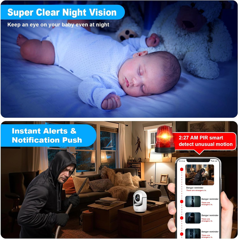 2K Pan/Tilt Security Camera, Wifi Indoor Cameras for Home Security with AI Motio gallery
