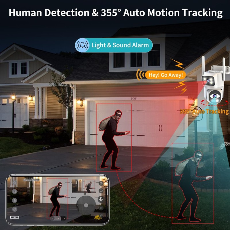 Dual Lens Security Camera Outdoor,WiFi Camera for Home Security,Home Survaill... gallery