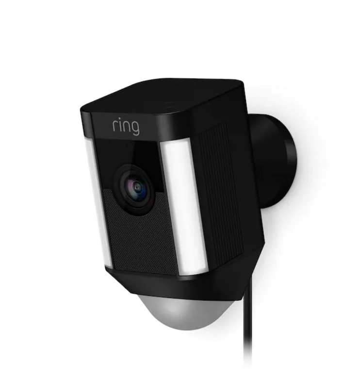 RING Black Spotlight Cam Wired – Plug-In Smart Security Video Camera 8SH1P7-BENO