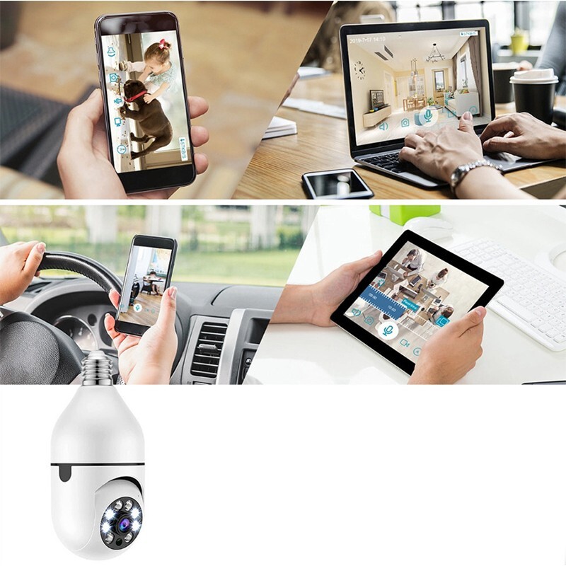 3Pcs Wireless WiFi Security Camera System Outdoor Night Vision E27 1080P Smart gallery