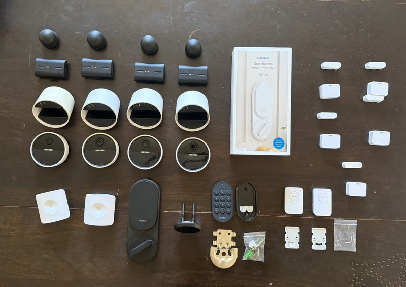 LOT SimpliSafe WIFI Outdoor Cameras Batteries Smart Locks Sensors Used & NIB