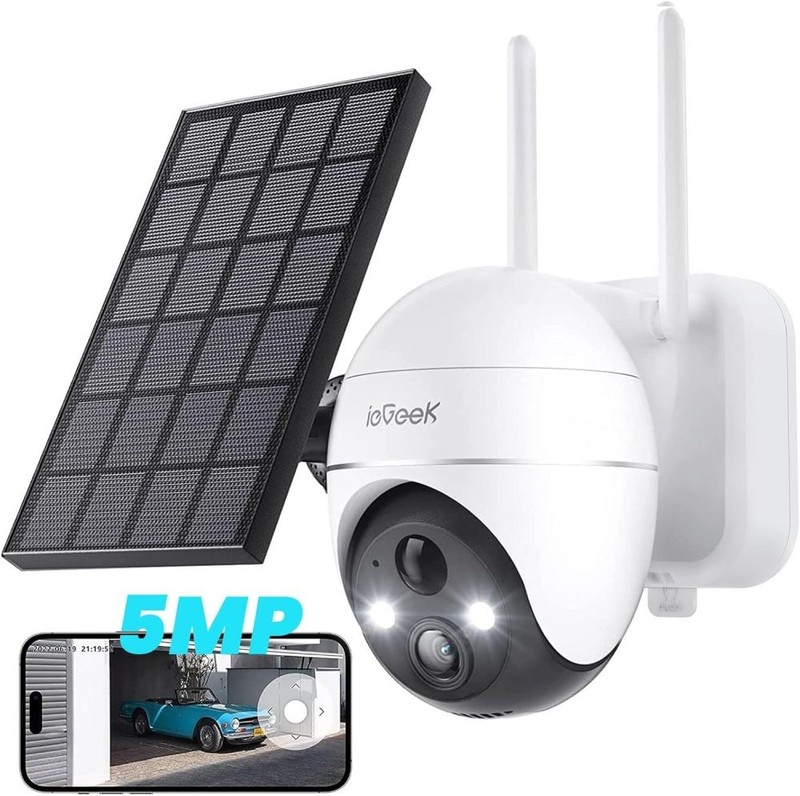 ieGeek 5MP Security Cameras Wireless Outdoor,Solar WiFi 360° PTZ Battery Powered