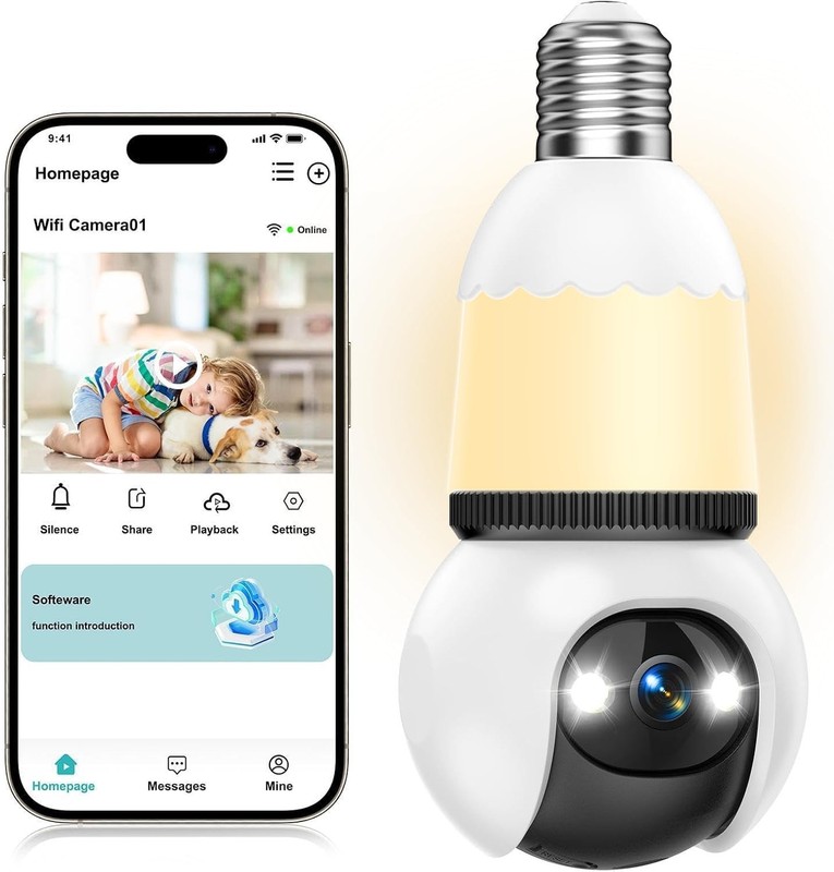 Hawkray Light Bulb Security Camera Wireless Outdoor Indoor-5&2.4GHz Dual Band…