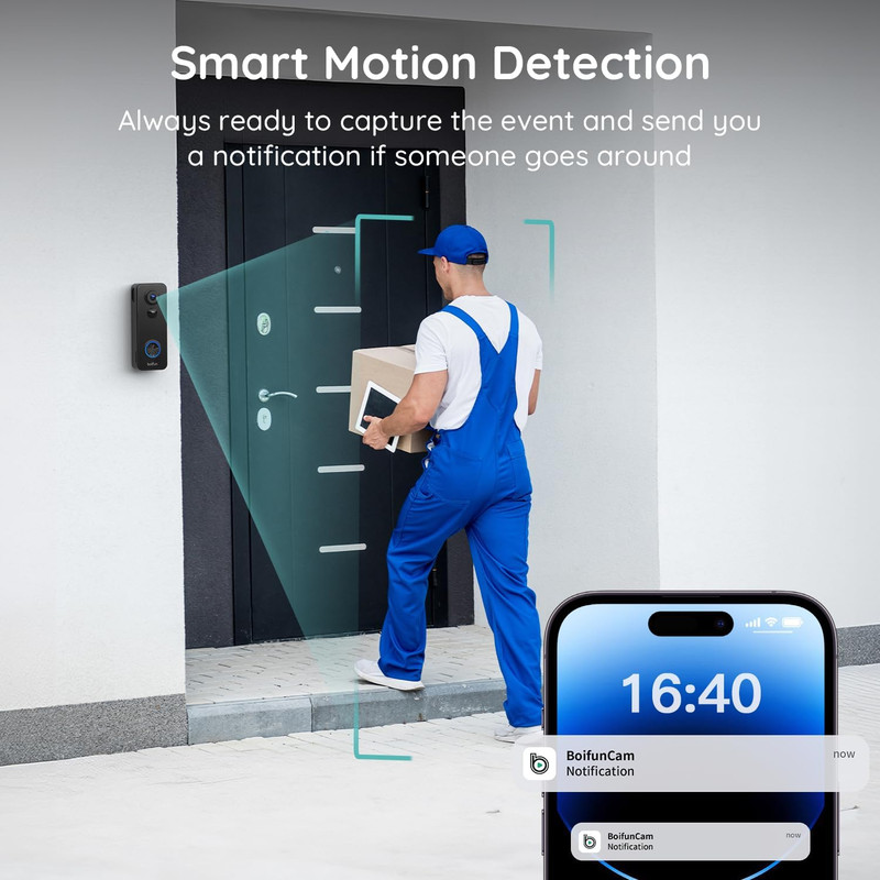 Video Doorbell Camera Wireless, 180° Wide View, 2K, No Subscription | AI Human D gallery