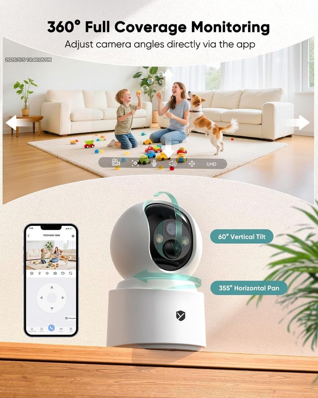 Indoor Camera Wireless, Pet Camera Indoor with Phone App, 2.5K 4MP Home Camer... gallery