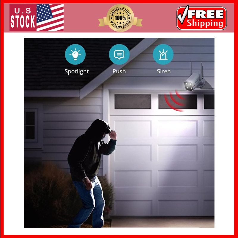 WiFi Camera 2K Pan Rotating 180° Wired Outdoor Security Cameras with Color Ni... gallery