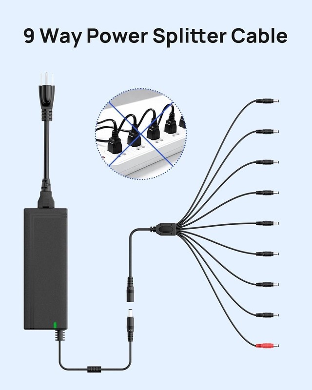 Universal 12V 5A Adapter with 9-Way Splitter Cable and Advanced Safety Features gallery