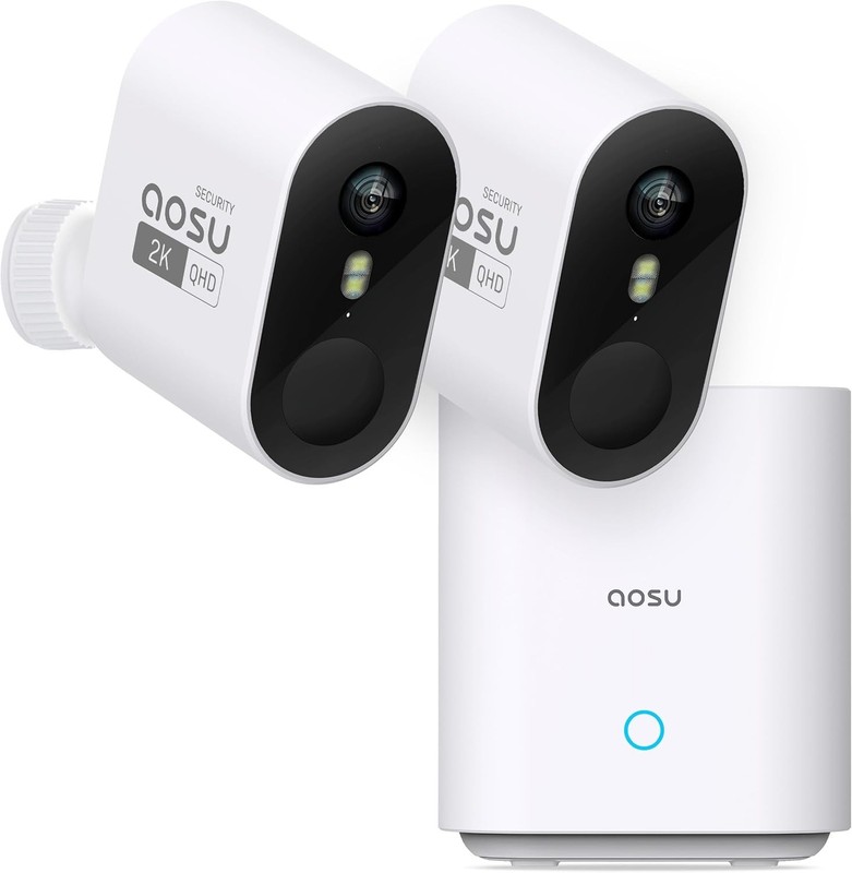 Aosu 2K QHD Battery Security Cameras Wireless Outdoor System 2-Cam-Kit