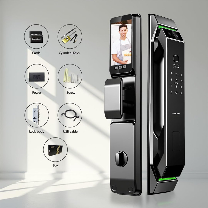 3D Face Recognition Smart Door Lock with HD Camera, Video Doorbell & Intercom – gallery