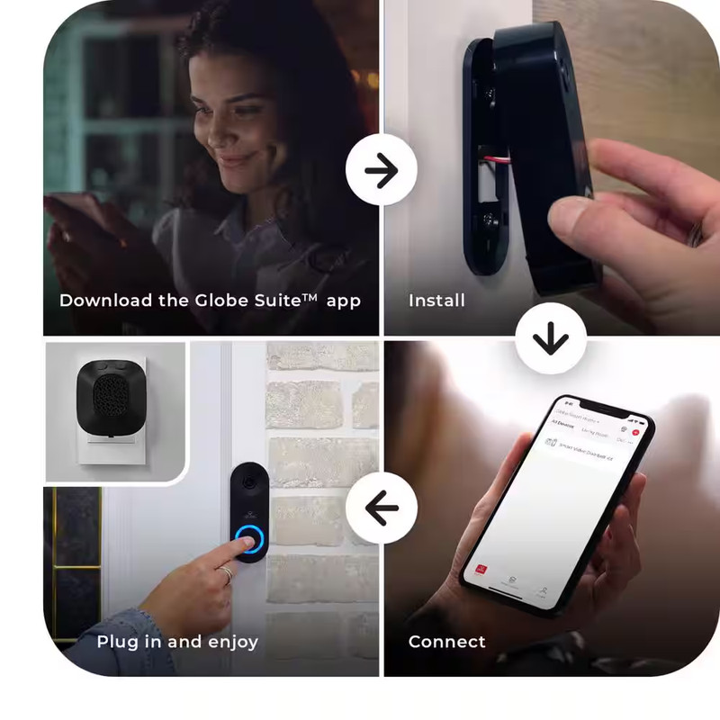 Hardwired Smart Motion Detection Night Vision Doorbell Kit gallery