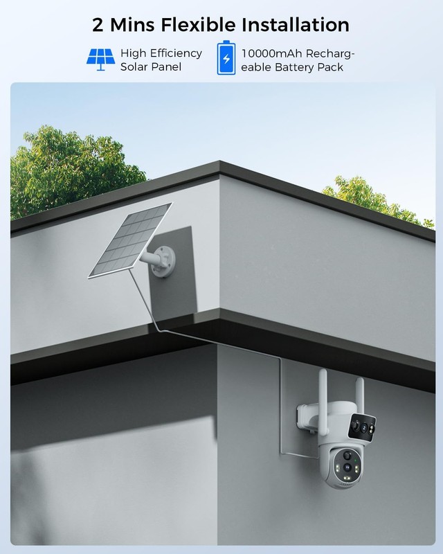 Solar Dual Lens Security Cameras Wireless Outdoor, Work with Home Dual Lens S... gallery