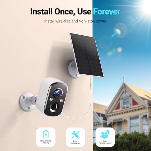 Wireless Solar Security Cameras 2K - Battery Powered, AI Motion Detection, Color gallery