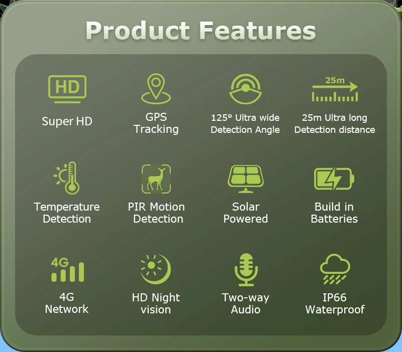 2PCS 4G LTE Cellular Trail Camera 5MP Solar Hunting Camera Night Vision gallery