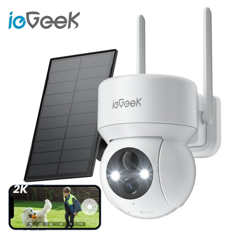 ieGeek 2K Outdoor Solar Security Cameras 360 PTZ Battery Powered Night Vision