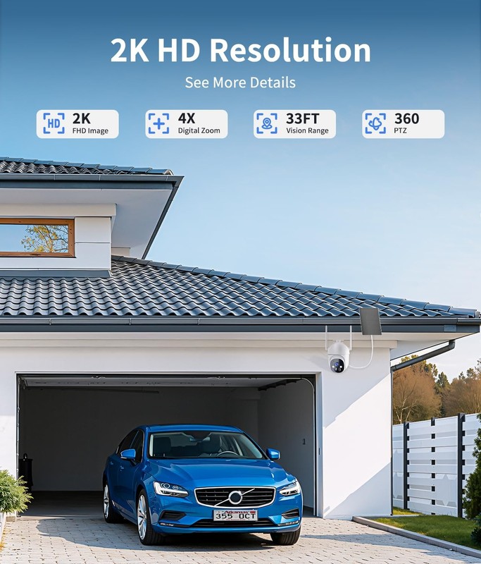 DIDseth 2K Solar Security Cameras Wireless Outdoor, 360° View WiFi P45-J gallery