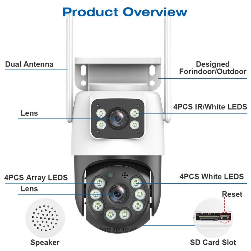 4K 8MP WiFi Surveillance Camera Dual Lens ONVIF Outdoor Security PTZ IP Cameras gallery