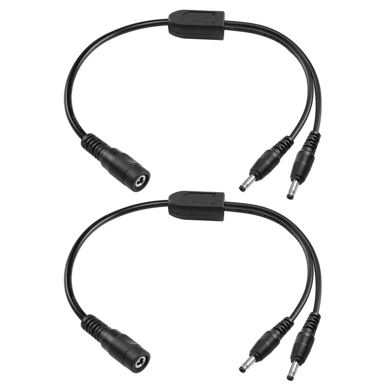 YACSEJAO 2PCS 12V DC Y Splitter Cable 1FT 3.5mm x 1.35mm 1 1 foot, Black