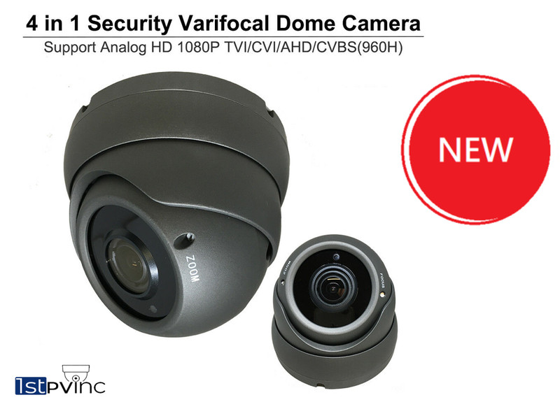 1PV Full HD Security Dome Camera 2.8-12mm 2.4MP 1080P CCTV 4in1 TVI AHD CVI CVBS gallery