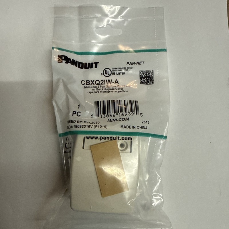 PANDUIT CBXQ1IW-A Mini-Com 2 Port Surface Mount Box w/ Quick Release Cover