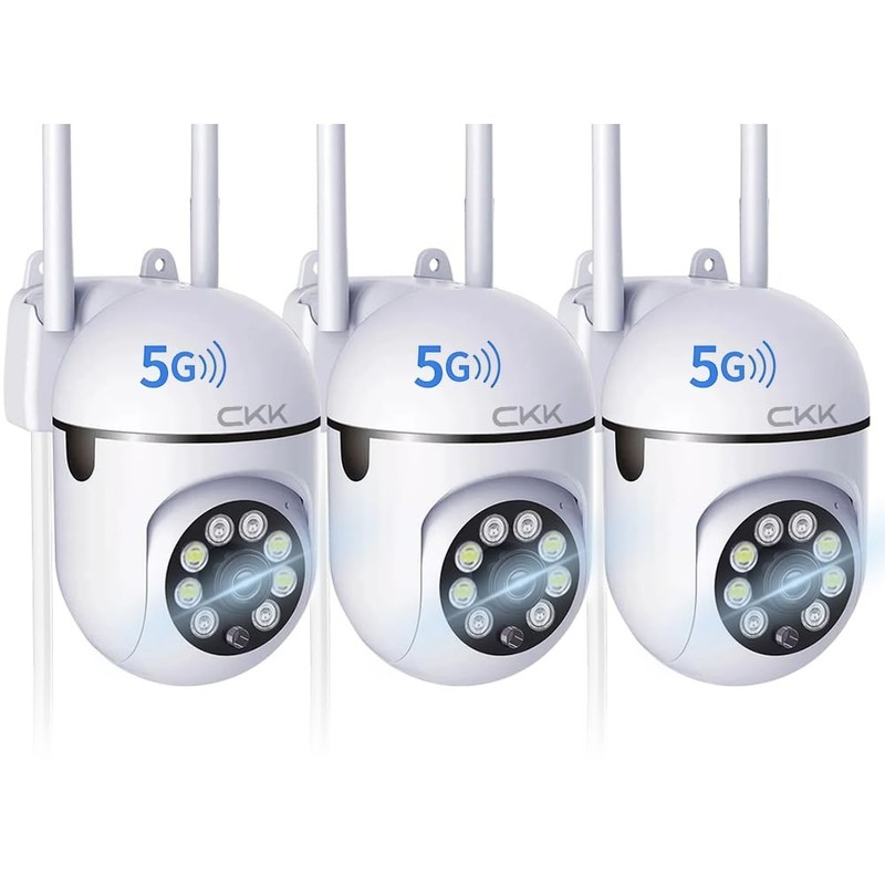 CKK 3pk 1080P Security Cameras Outdoor PTZ WiFi 2.4G/5G Dual-Band Alexa 360°