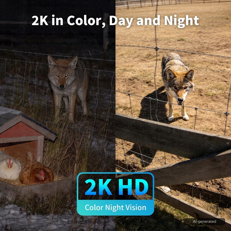 2 Pack Solar Powered 4G LTE Security Cameras, No WiFi, 2K Night Vision, 360° Vie gallery