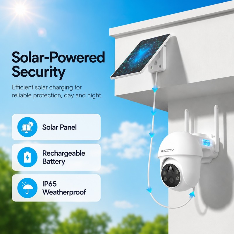 ARCCTV 4MP Wireless Security Camera Solar Battery Pan/Tilt WiFi Outdoor Audio IR gallery